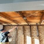 Framing exposed during restoration after water damage removal